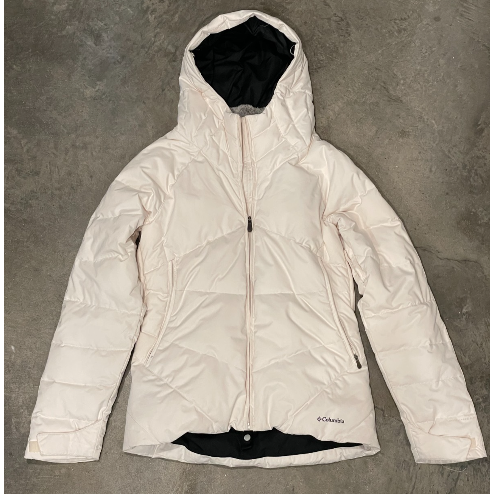 Columbia Omni-Heat Puffer Jacket Womens S White Duck Down Waterproof Ski Coat